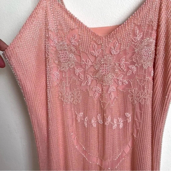 Pink‎ A-Line Ruffle Hemline Midi Beaded Dress - Picture 12 of 14